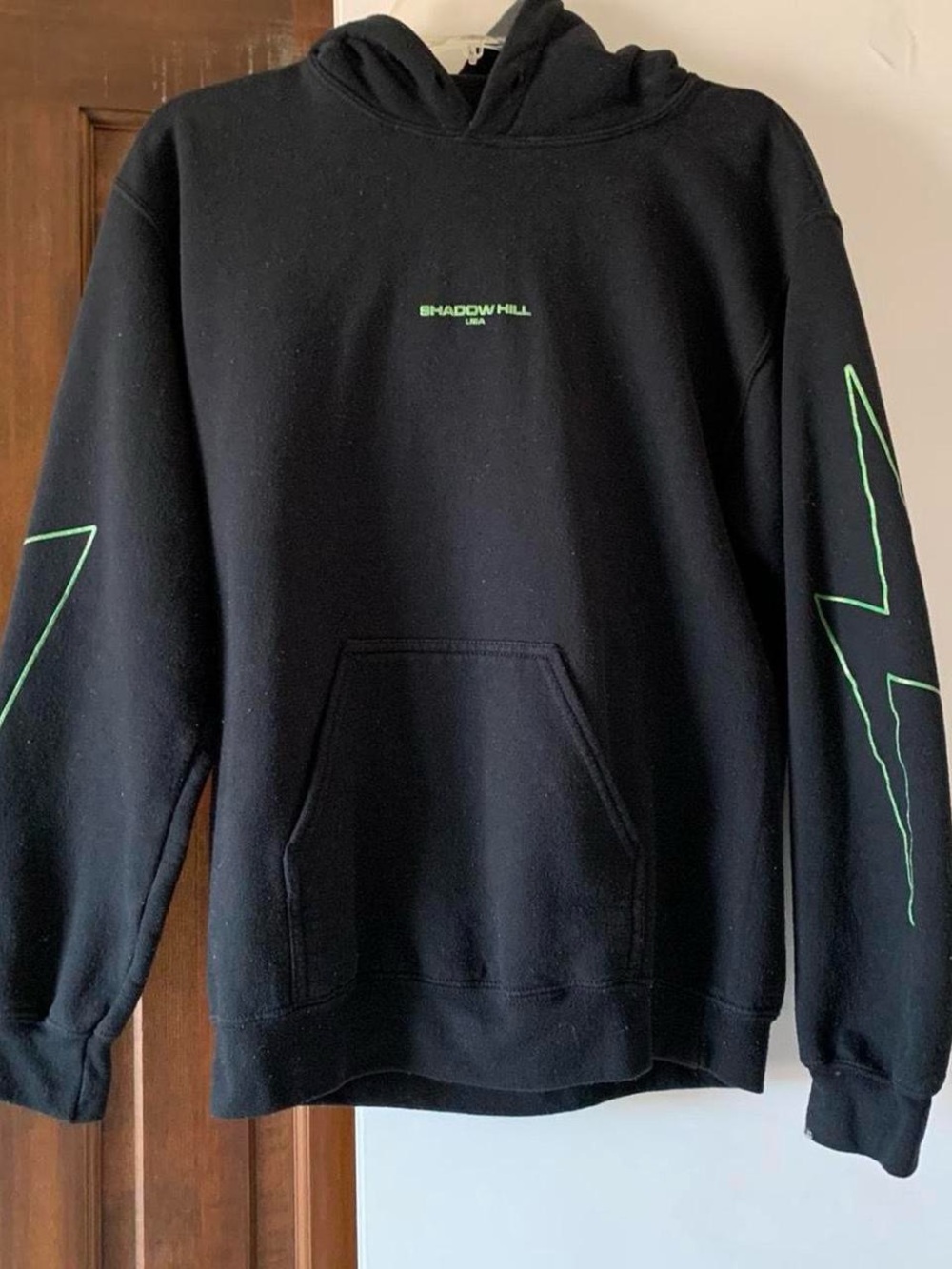 Shadow Hill Black Hoodie with Neon Green Accents